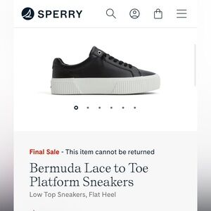 Sperry Black and White Bermuda Lace to Toe Platform Sneakers